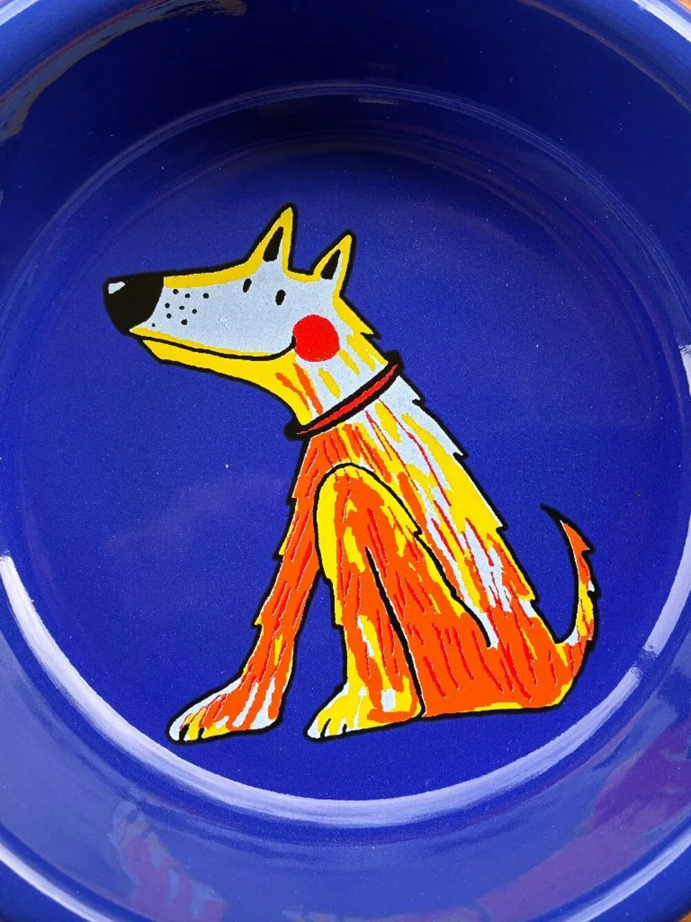 Unique enamelware dog bowls in two sizes imported from Czech Republic
